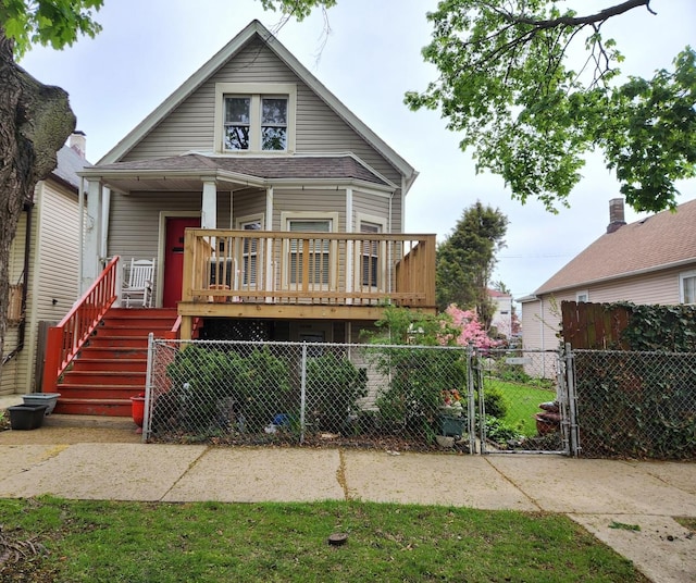 10749 S S Ave J, Chicago, IL 60617 - bungalow-style home featuring fence, a gate, stairs, and a porch