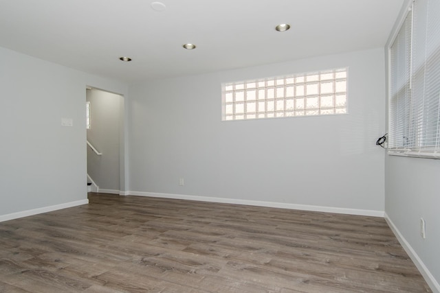 15413 Dobson Ave, Dolton, IL 60419 - empty room featuring recessed lighting, stairs, baseboards, and wood finished floors
