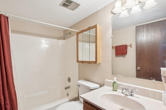 7310 Tiffany Dr Unit 2B, Orland Park, IL 60462 - bathroom featuring vanity, shower / bath combination with curtain, toilet, and visible vents