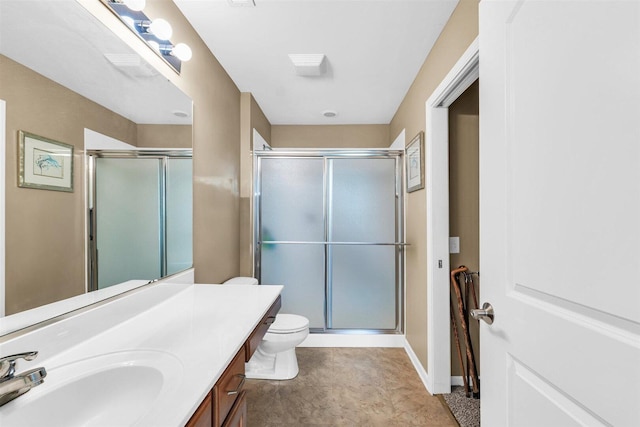 2715 J T Coffman Dr Unit 2715, Champaign, IL 61822 - full bath with vanity, a stall shower, toilet, and baseboards