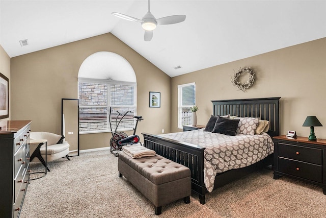 2715 J T Coffman Dr Unit 2715, Champaign, IL 61822 - bedroom featuring light carpet, lofted ceiling, ceiling fan, and baseboards