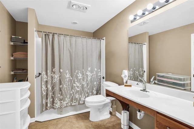 2715 J T Coffman Dr Unit 2715, Champaign, IL 61822 - bathroom with toilet, vanity, a shower with curtain, and tile patterned floors