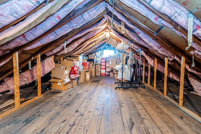 view of unfinished attic