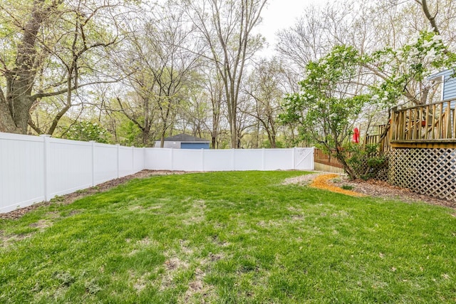 view of yard featuring a deck