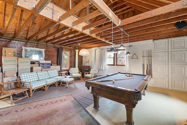 playroom with pool table, carpet, and a healthy amount of sunlight