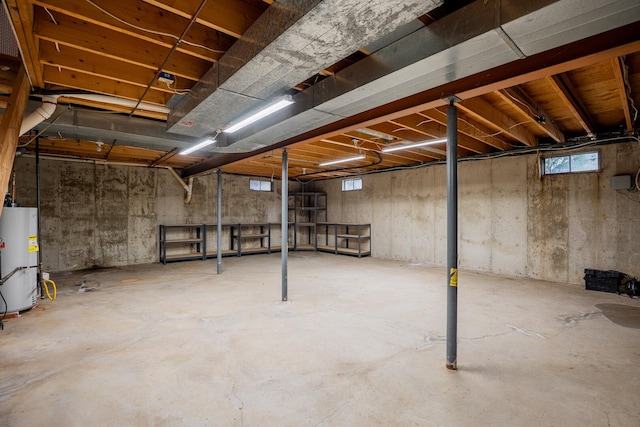 basement with gas water heater