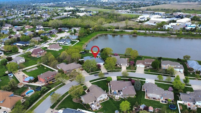 10160 Lancaster Dr, Mokena, IL 60448 - birds eye view of property featuring a water view and a residential view