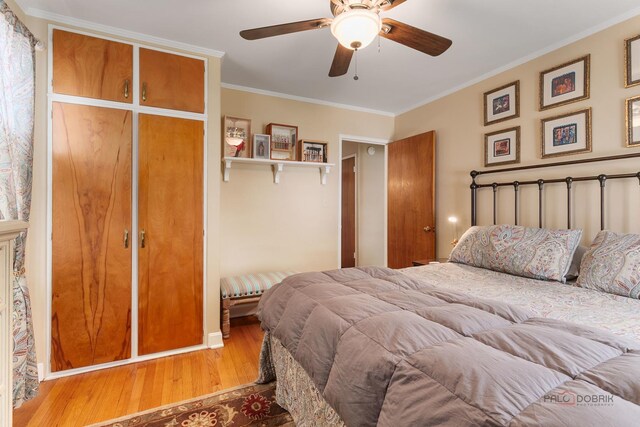 7220 W Ibsen St, Chicago, IL 60631 - bedroom with wood finished floors, ornamental molding, ceiling fan, and baseboards