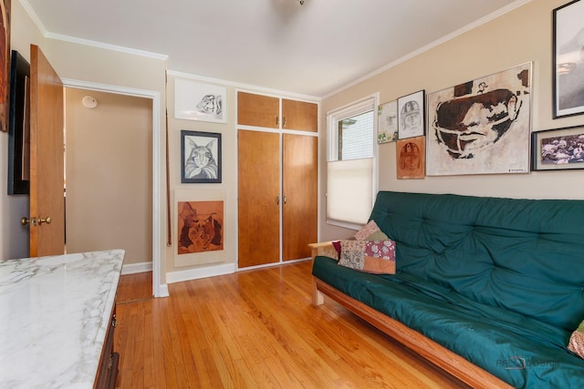 7220 W Ibsen St, Chicago, IL 60631 - living area with light wood-type flooring, ornamental molding, and baseboards