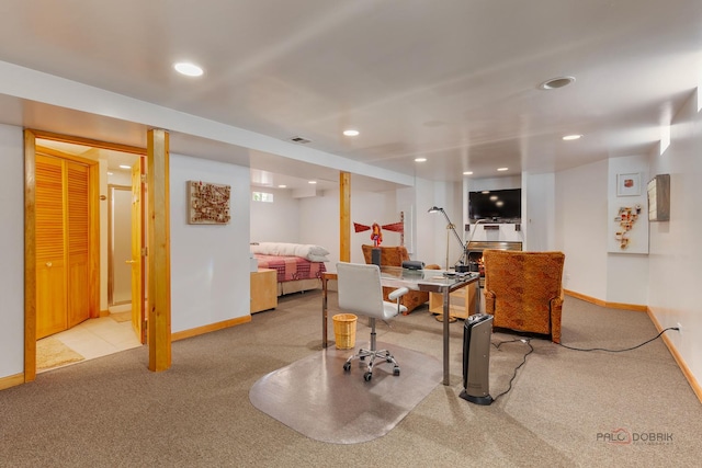 7220 W Ibsen St, Chicago, IL 60631 - home office with carpet floors, baseboards, and recessed lighting