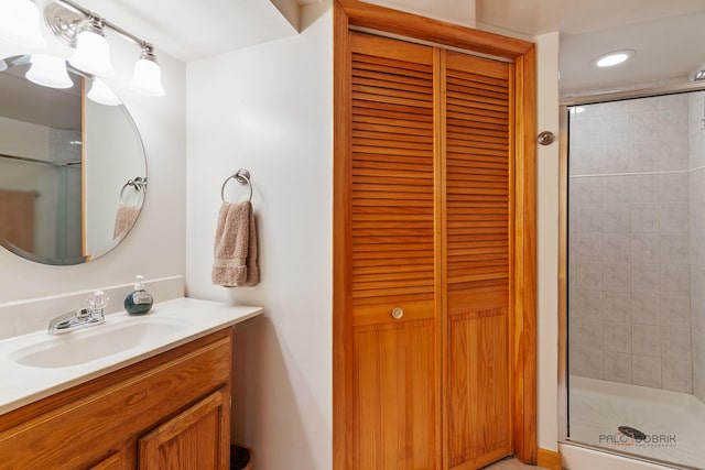 7220 W Ibsen St, Chicago, IL 60631 - full bath featuring a stall shower, vanity, a closet, and recessed lighting