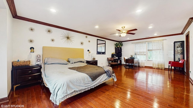 1288 N Ashland Ave, Palatine, IL 60074 - bedroom featuring ornamental molding, wood finished floors, recessed lighting, and a desk