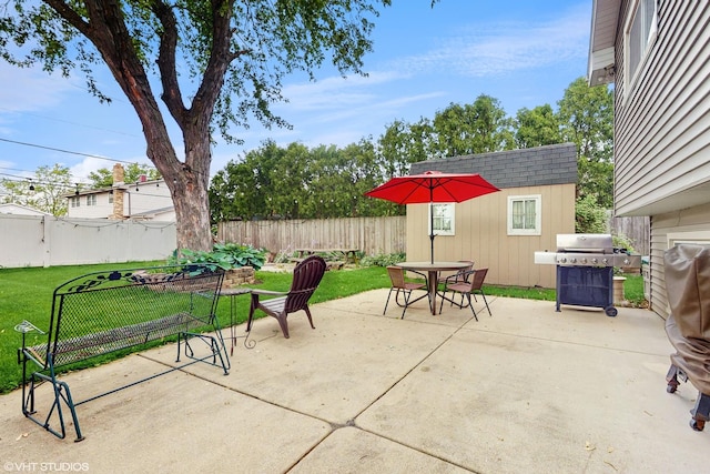 1288 N Ashland Ave, Palatine, IL 60074 - view of patio with grilling area, outdoor dining area, and an outdoor structure