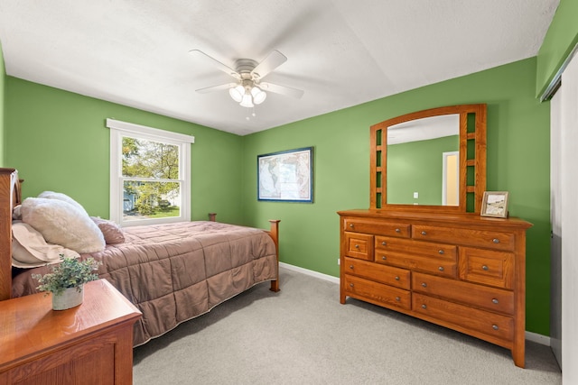 1500 E Lowden Ave, Wheaton, IL 60189 - bedroom with light colored carpet, baseboards, and ceiling fan