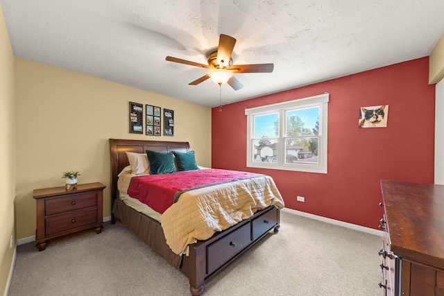 1500 E Lowden Ave, Wheaton, IL 60189 - bedroom featuring light carpet, baseboards, ceiling fan, and a textured ceiling
