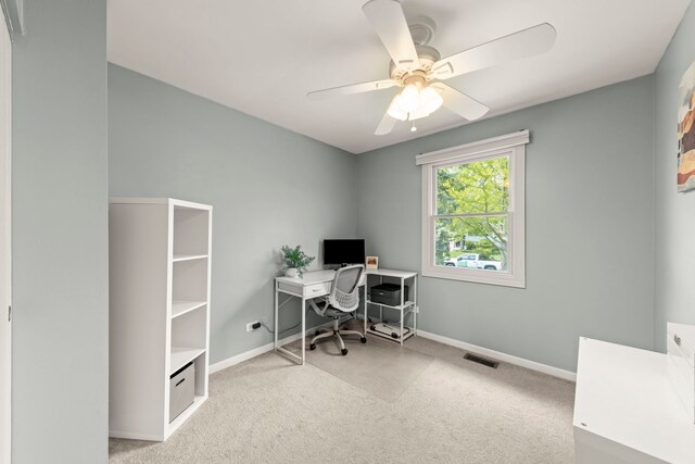 1500 E Lowden Ave, Wheaton, IL 60189 - office area featuring carpet, baseboards, and ceiling fan