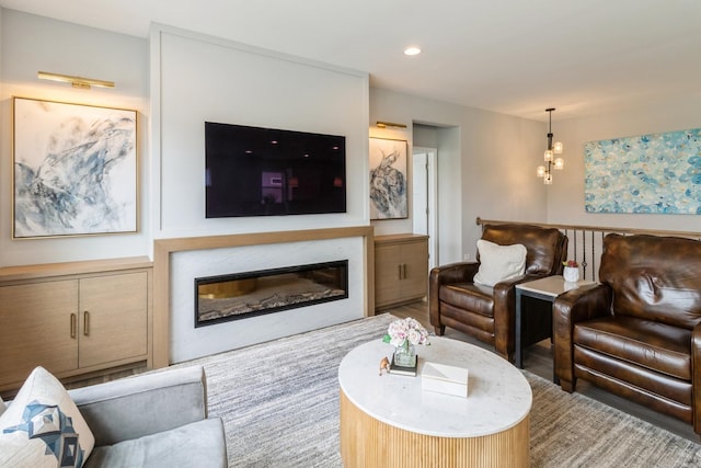 302 Links Dr, Addison, IL 60101 - living room featuring a glass covered fireplace and recessed lighting