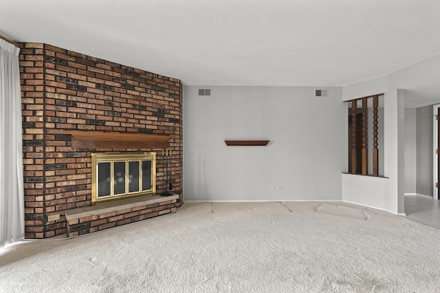 9199 N Rd Unit E, Palos Hills, IL 60465 - unfurnished living room with carpet flooring and a brick fireplace