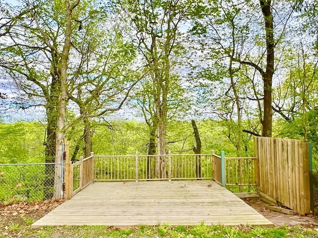 wooden terrace featuring fence