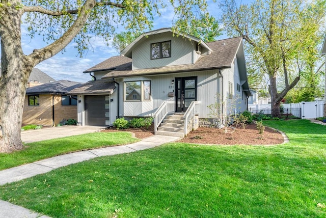 221 8th St, Downers Grove, IL 60515 - view of front of property with concrete driveway, a garage, roof with shingles, and a gate