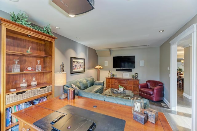 221 8th St, Downers Grove, IL 60515 - living area featuring recessed lighting, wood finished floors, and baseboards