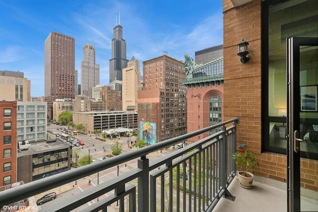 balcony with a skyline view