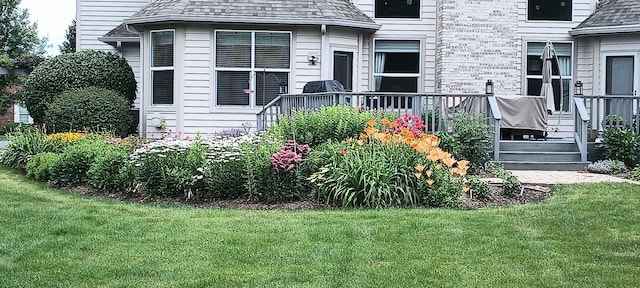 40W434 Triple Oaks Farm Dr, Hampshire, IL 60140 - doorway to property featuring a wooden deck and a lawn