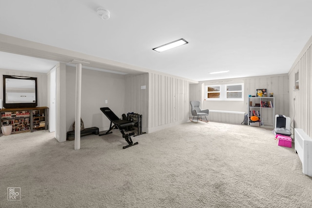 exercise area with carpet floors