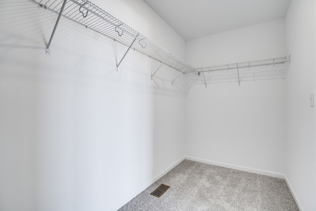 spacious closet with visible vents and carpet floors