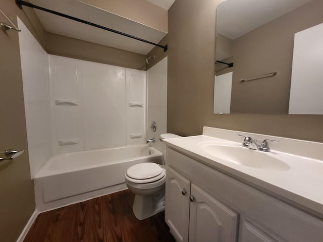 200 Rodenburg Rd, Roselle, IL 60172 - full bath featuring toilet, wood finished floors, shower / bathing tub combination, and vanity