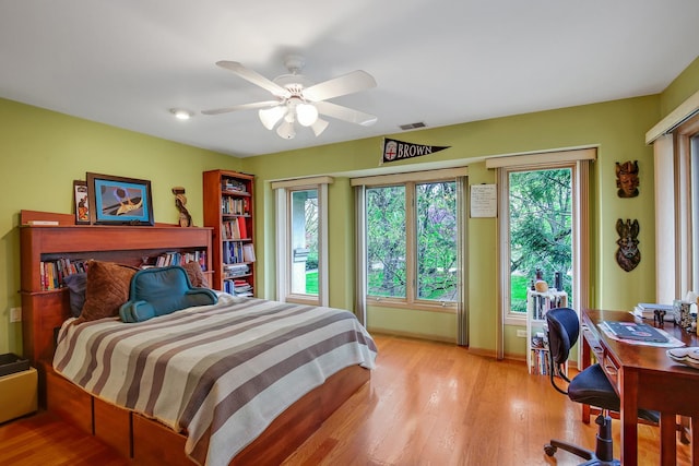 1730 Cambridge Ave, Flossmoor, IL 60422 - bedroom featuring visible vents, a ceiling fan, baseboards, and wood finished floors