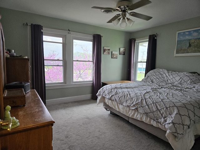 24758 S Tryon St, Channahon, IL 60410 - bedroom with carpet, multiple windows, baseboards, and ceiling fan