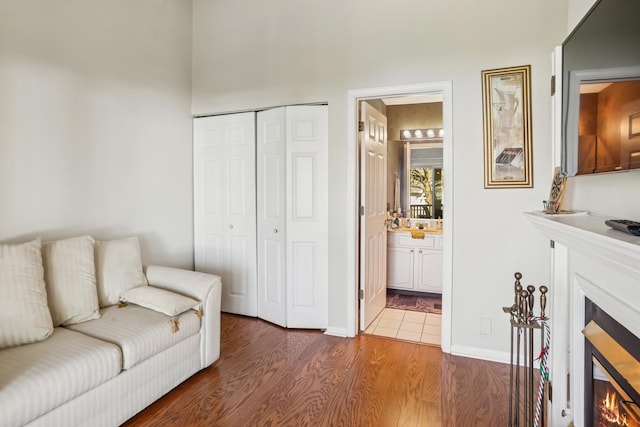454 Kilkenny Ct Unit 454, Carol Stream, IL 60188 - living room with dark wood-type flooring and a glass covered fireplace