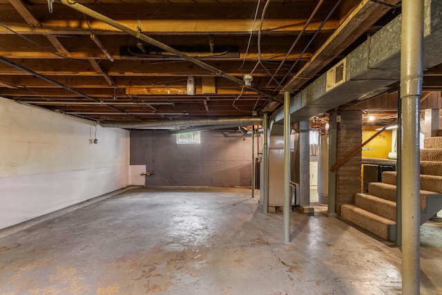 below grade area featuring stairs