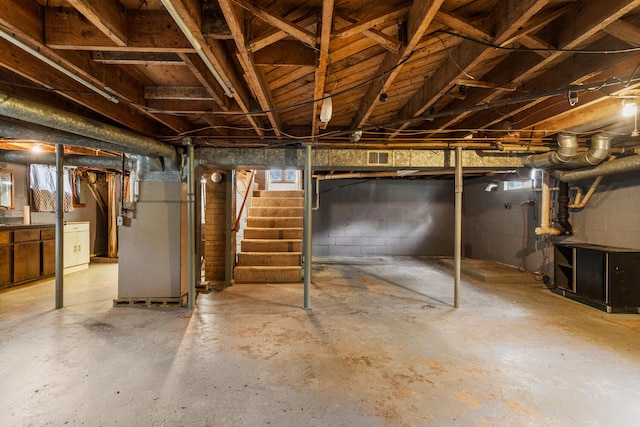basement with stairs