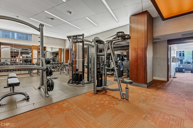 400 E Randolph St Unit 3428, Chicago, IL 60601 - exercise room featuring visible vents and carpet