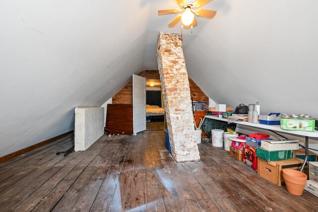 37 Mckinley Ave, Steger, IL 60475 - additional living space with wood-type flooring, vaulted ceiling, and ceiling fan