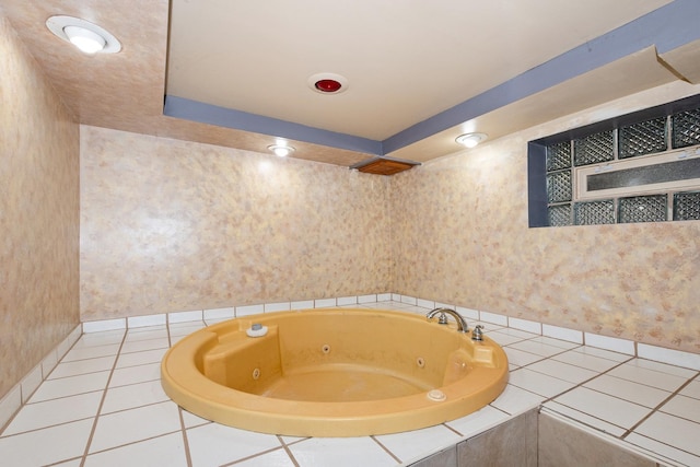37 Mckinley Ave, Steger, IL 60475 - full bathroom featuring a jetted tub, wallpapered walls, and tile patterned floors