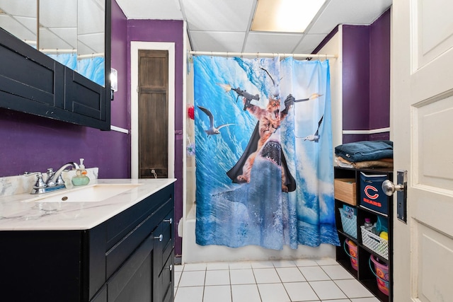 37 Mckinley Ave, Steger, IL 60475 - full bathroom featuring tile patterned floors, vanity, and shower / bath combo with shower curtain