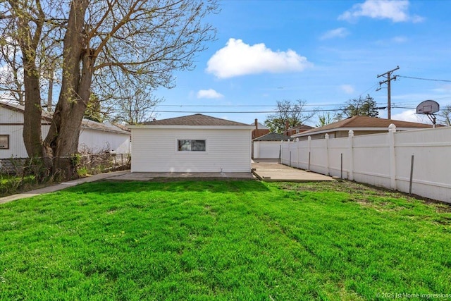 view of yard with a patio and a fenced backyard