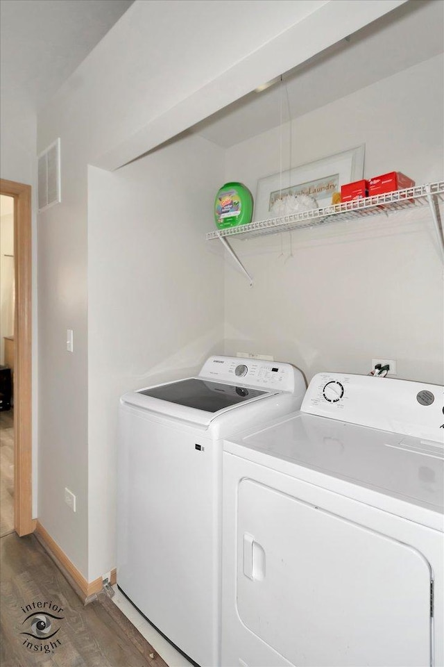1372 Fox Hound Trl, Beecher, IL 60401 - clothes washing area with washing machine and dryer, light wood-style flooring, and baseboards