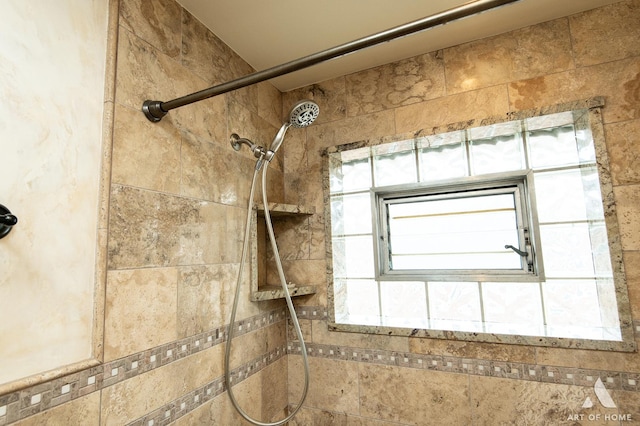 interior details with tiled shower