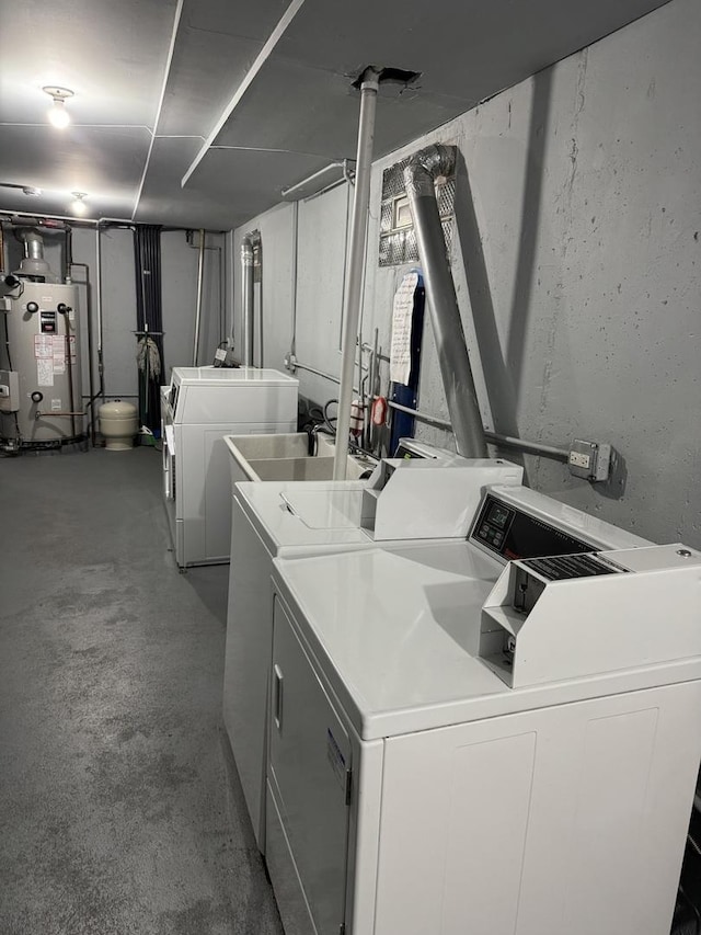 3010 Bernice Rd Unit 104, Lansing, IL 60438 - laundry area with washer and dryer and gas water heater