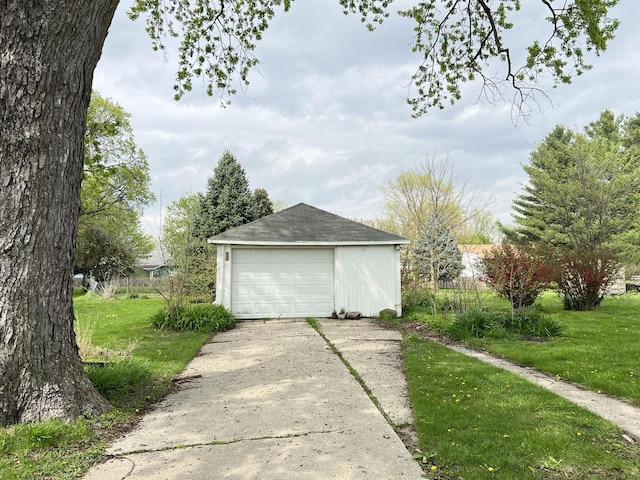 detached garage with driveway