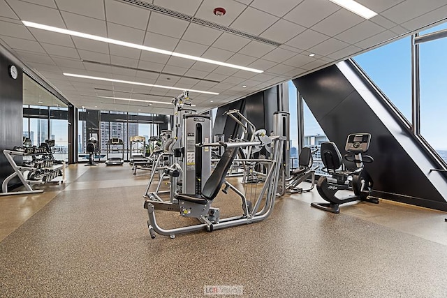 175 E Delaware Pl Unit 5019, Chicago, IL 60611 - workout area with expansive windows and healthy amount of natural light