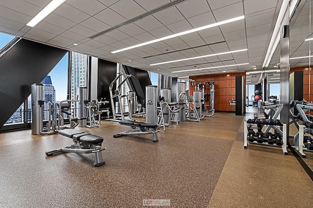 175 E Delaware Pl Unit 5019, Chicago, IL 60611 - gym with floor to ceiling windows