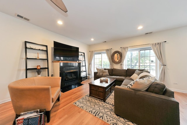 1521 N Ashland Ave Unit 2, Chicago, IL 60622 - living area with a fireplace, light wood-type flooring, recessed lighting, and baseboards