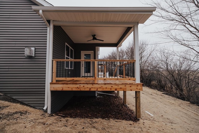 wooden deck with ceiling fan