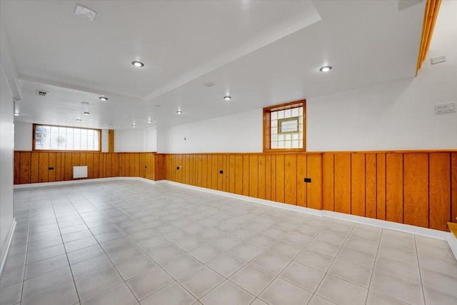 3016 N Major Ave, Chicago, IL 60634 - unfurnished room with wainscoting, wooden walls, visible vents, and recessed lighting