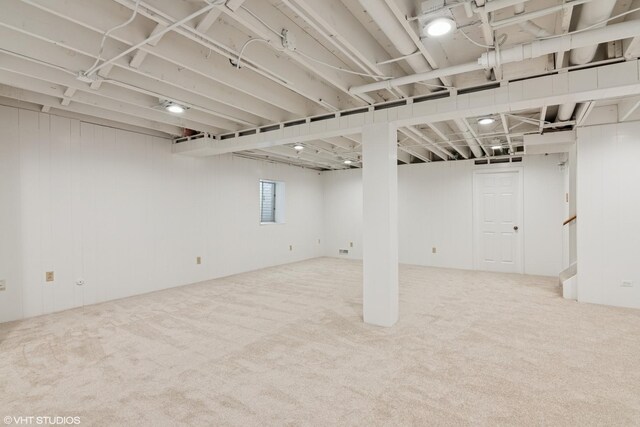 basement featuring carpet